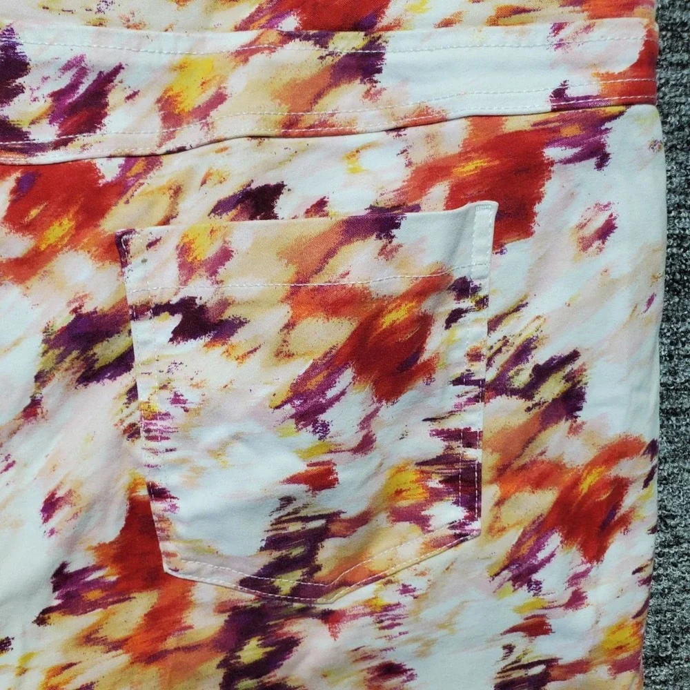 Terra Sky Jeggings Womens 2X Multicolor Watercolor Floral Skinny Pull On Pants‎